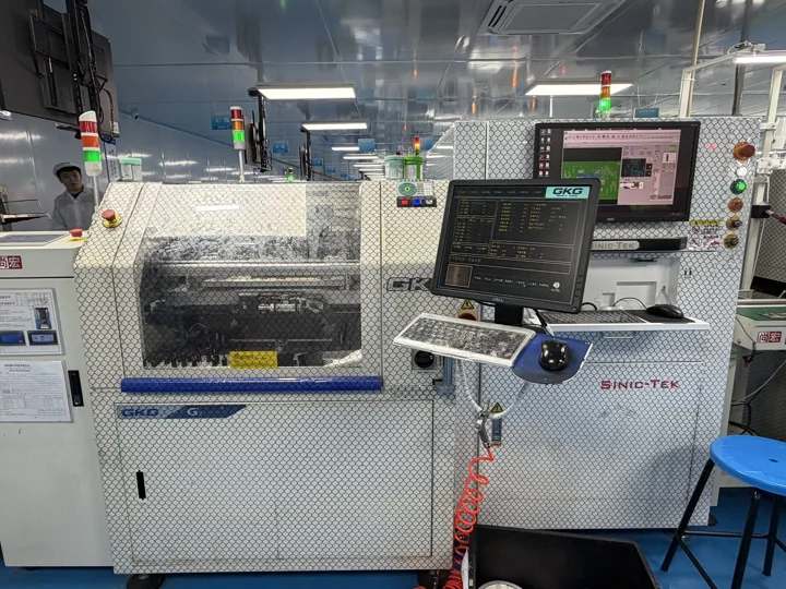 Stencil printer and SMT assembly line at the Shenzhen PCBA factory