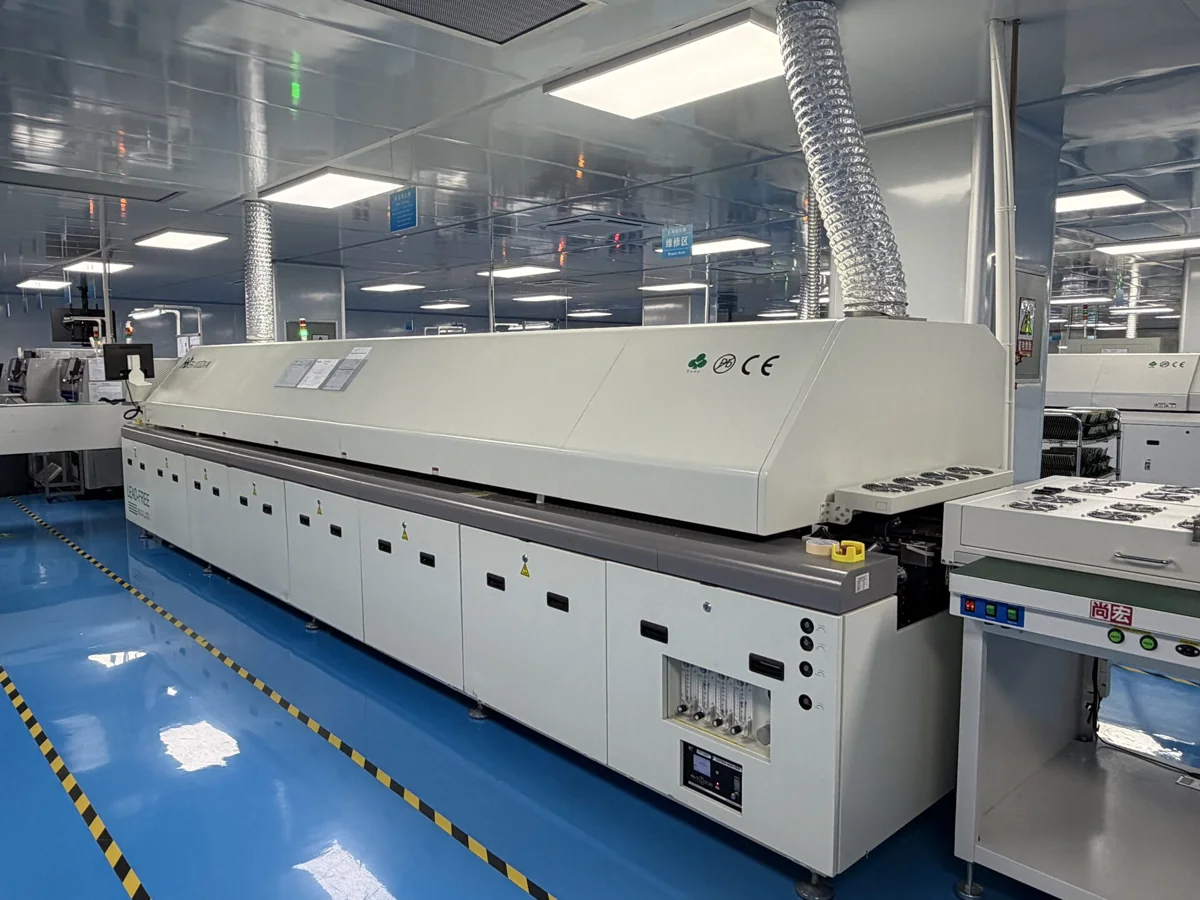 Reflow oven line at the Shenzhen PCBA factory